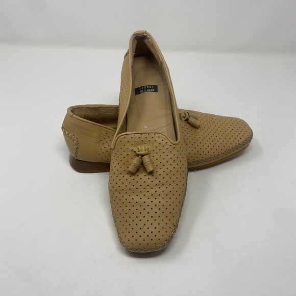 Stuart Weitzman Lincoln Tan Khaki Galaxy Women's Loafers Driving Mocs Moccasins - Picture 2 of 7